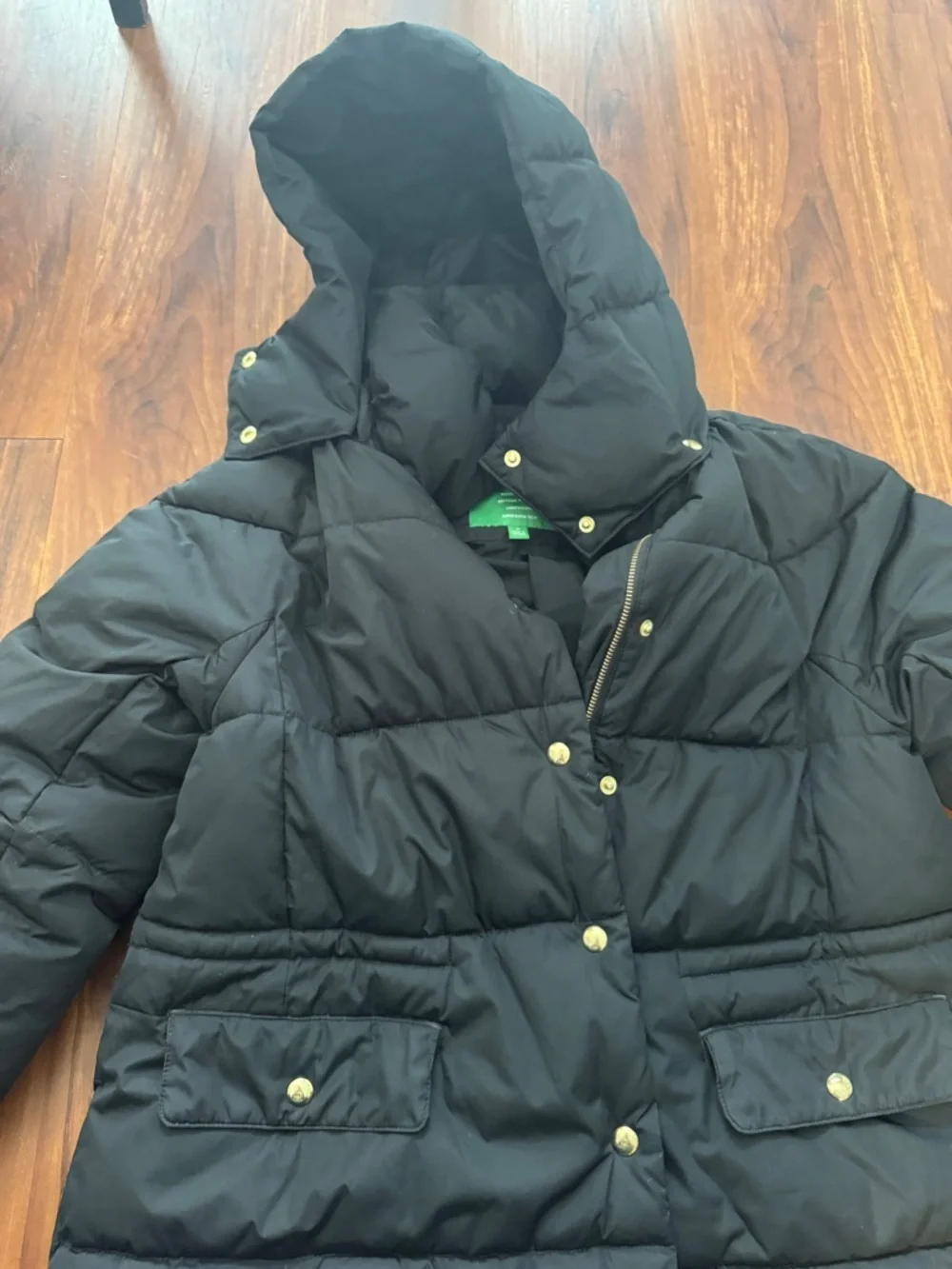 J. Crew Black Quilted Hooded Puffer Jacket